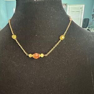 Elegant Gold and Orange Beaded Necklace